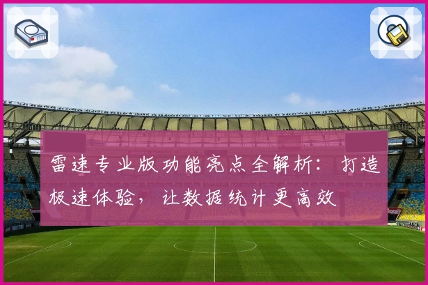 雷速专业版功能亮点全解析:打造极速体验,让数据统计更高效